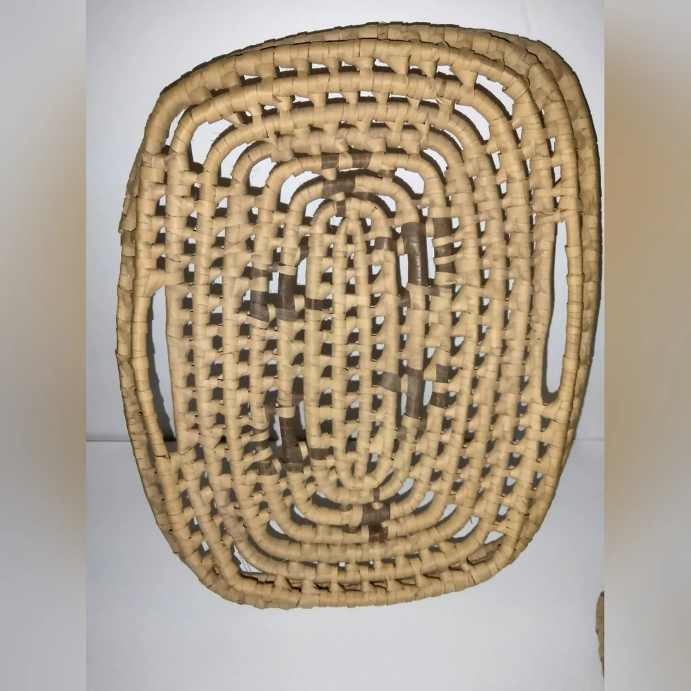 Multi Purpose Hand Woven Double Handle Yucca Basket with Top Cover